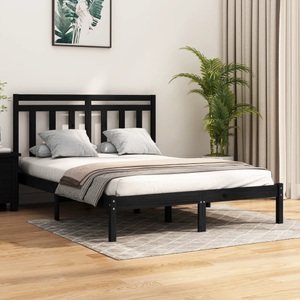 vidaXL, vidaXL Massivholzbett Schwarz 140x200 cm