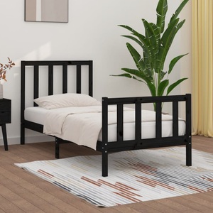 vidaXL Massivholzbett Schwarz 90x190 cm 3FT Single