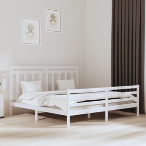 vidaXL, vidaXL Massivholzbett Weiß 200x200 cm