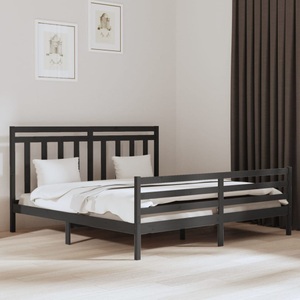 vidaXL, vidaXL Massivholzbett Grau 200x200 cm