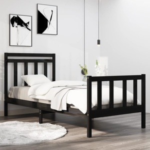 vidaXL Massivholzbett Schwarz 75x190 cm 2FT6 Small Single