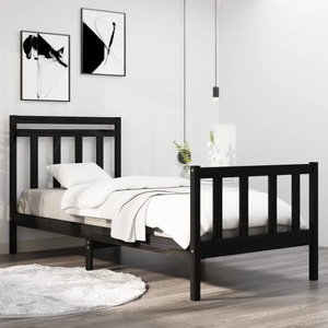 vidaXL, vidaXL Massivholzbett Schwarz 75x190 cm 2FT6 Small Single
