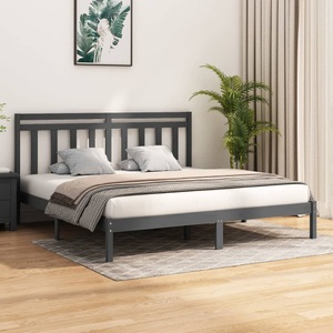 vidaXL, vidaXL Massivholzbett Grau 200x200 cm