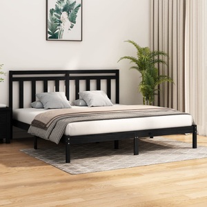 vidaXL, vidaXL Massivholzbett Schwarz 200x200 cm