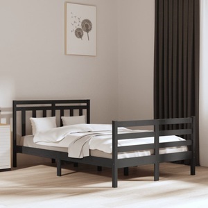 vidaXL, vidaXL Massivholzbett Grau 135x190 cm 4FT6 Double