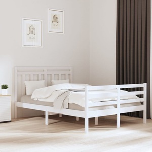 vidaXL, vidaXL Massivholzbett Weiß 140x190 cm