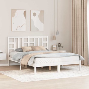 vidaXL, vidaXL Massivholzbett Weiß 150x200 cm 5FT King Size