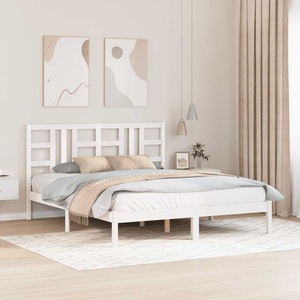 vidaXL, vidaXL Massivholzbett Weiß 160x200 cm