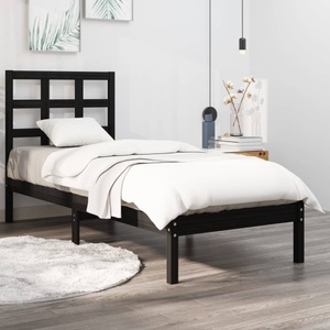 vidaXL, vidaXL Massivholzbett Schwarz 75x190 cm 2FT6 Small Single
