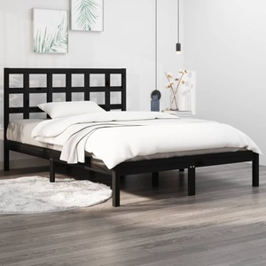 vidaXL, vidaXL Massivholzbett Schwarz 140x190 cm