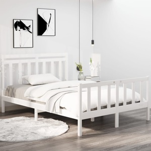 vidaXL, vidaXL Massivholzbett Weiß 140x190 cm