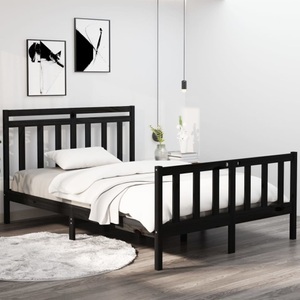 vidaXL, vidaXL Massivholzbett Schwarz 140x190 cm