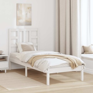 vidaXL Massivholzbett Weiß 75x190 cm 2FT6 Small Single