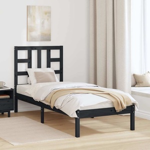 vidaXL Massivholzbett Schwarz 75x190 cm 2FT6 Small Single