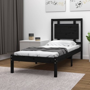 vidaXL, vidaXL Massivholzbett Schwarz 100x200 cm