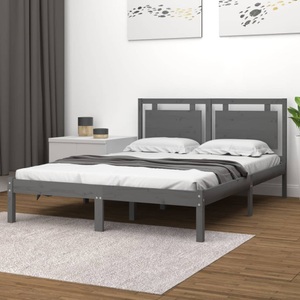 vidaXL, vidaXL Massivholzbett Grau 200x200 cm