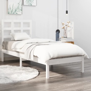 vidaXL, vidaXL Massivholzbett Weiß 100x200 cm