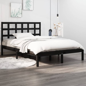 vidaXL, vidaXL Massivholzbett Schwarz 140x200 cm