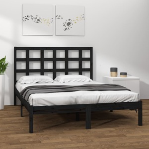 vidaXL, vidaXL Massivholzbett Schwarz 200x200 cm