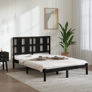 vidaXL, vidaXL Massivholzbett Schwarz Kiefer 140x200 cm