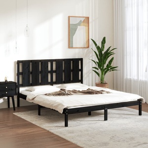 vidaXL, vidaXL Massivholzbett Schwarz 150x200 cm