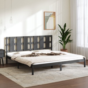 vidaXL, vidaXL Massivholzbett Grau Kiefer 200x200 cm