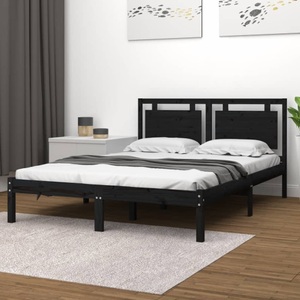 vidaXL, vidaXL Massivholzbett Schwarz 200x200 cm