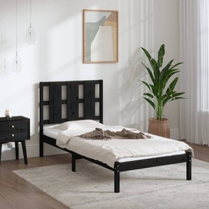vidaXL, vidaXL Massivholzbett Schwarz 75x190 cm 2FT6 Small Single