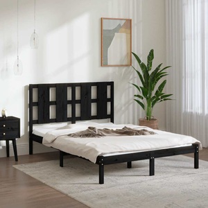 vidaXL, vidaXL Massivholzbett Schwarz Kiefer 140x190 cm
