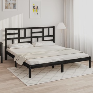 vidaXL, vidaXL Massivholzbett Schwarz 200x200 cm