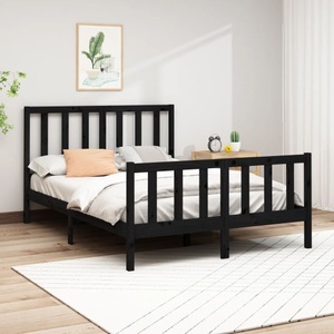 vidaXL, vidaXL Massivholzbett Schwarz Kiefer 140x190 cm