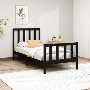 vidaXL, vidaXL Massivholzbett Schwarz Kiefer 90x200 cm
