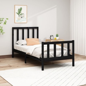 vidaXL, vidaXL Massivholzbett Schwarz Kiefer 100x200 cm