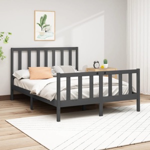 vidaXL, vidaXL Massivholzbett Grau Kiefer 150x200 cm 5FT King Size