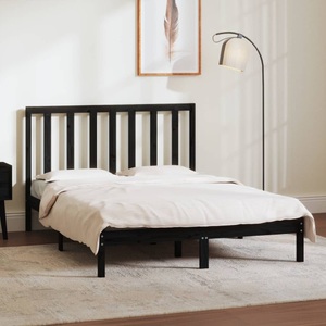 vidaXL, vidaXL Massivholzbett Schwarz Kiefer 140x190 cm