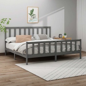 vidaXL, vidaXL Massivholzbett Grau Kiefer 200x200 cm