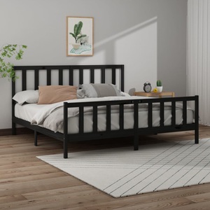 vidaXL, vidaXL Massivholzbett Schwarz Kiefer 200x200 cm