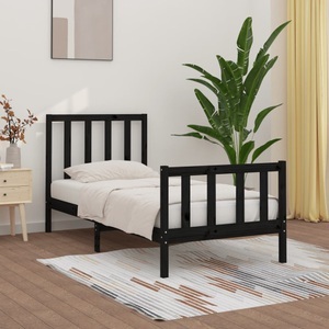 vidaXL, vidaXL Massivholzbett Schwarz 90x200 cm, vidaXL Massivholzbett Schwarz 90x200 cm