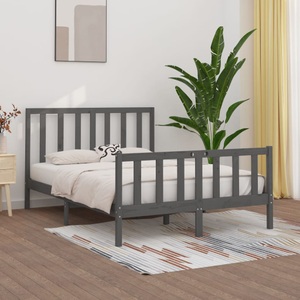 vidaXL, vidaXL Massivholzbett Grau 150x200 cm 5FT King Size, vidaXL Massivholzbett Grau 150x200 cm