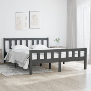 vidaXL, vidaXL Massivholzbett Grau 120x190 cm 4FT Small Double, 