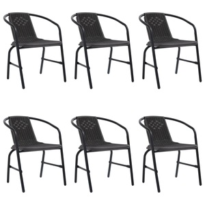 vidaXL, vidaXL Gartenstühle 6 Stk. Rattan-Optik Kunststoff und Stahl 110 kg, vidaXL Gartenstühle 6 Stk. Rattan-Optik Kunststoff und Stahl 110 kg