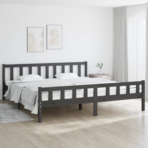 vidaXL, vidaXL Massivholzbett Grau 200x200 cm, vidaXL Massivholzbett Grau 200x200 cm