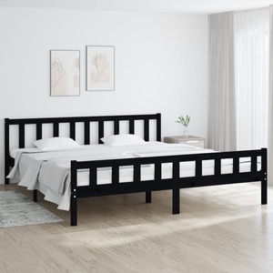 vidaXL, vidaXL Massivholzbett Schwarz 200x200 cm, vidaXL Massivholzbett Schwarz 200x200 cm