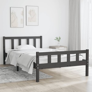 vidaXL, vidaXL Massivholzbett Grau 90x200 cm, 