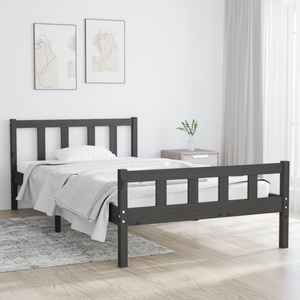 vidaXL, vidaXL Massivholzbett Grau 100x200 cm, vidaXL Massivholzbett Grau 100x200 cm