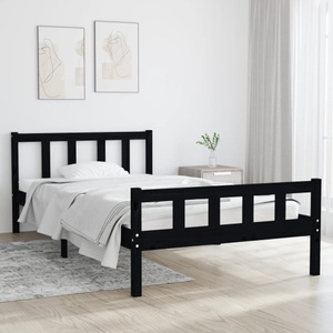 vidaXL, vidaXL Massivholzbett Schwarz 100x200 cm