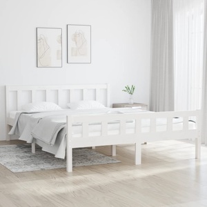 vidaXL, vidaXL Massivholzbett Weiß 140x200 cm, 