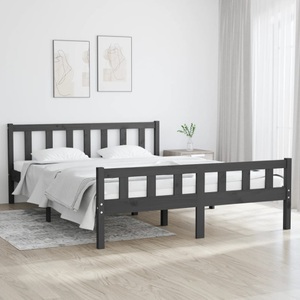 vidaXL, vidaXL Massivholzbett Grau 150x200 cm 5FT King Size