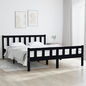 vidaXL, vidaXL Massivholzbett Schwarz 150x200 cm 5FT King Size