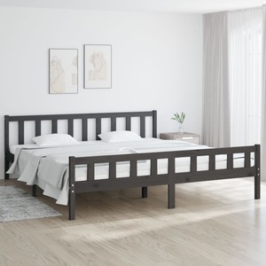vidaXL, vidaXL Massivholzbett Grau 160x200 cm